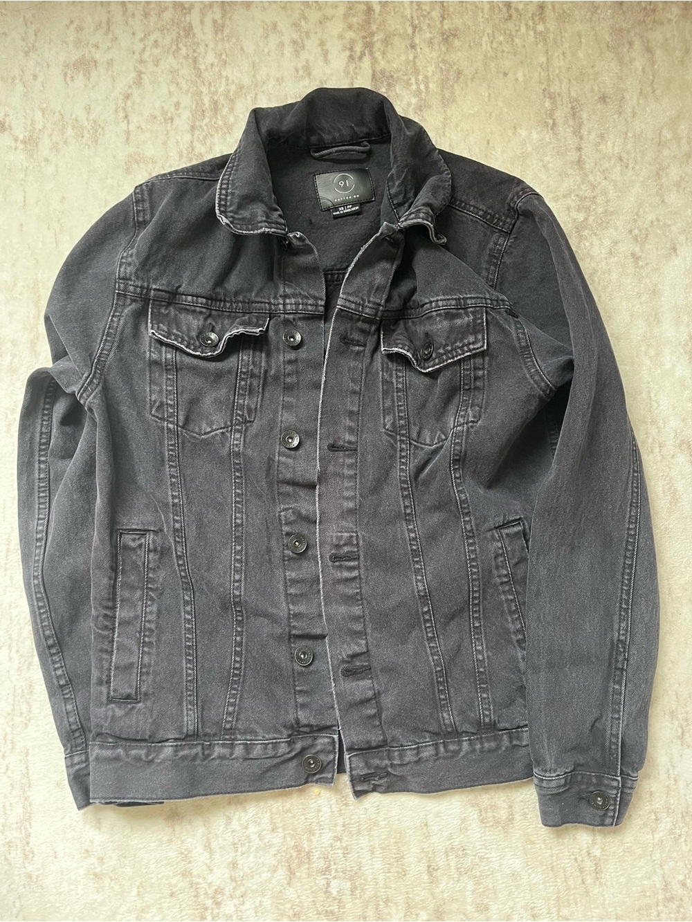 Cotton On Black Washed Denim Jacket - Button Front